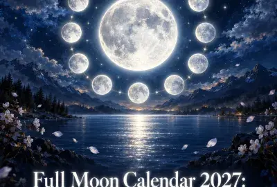 Full moon ringed by twelve smaller moons