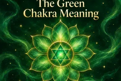 Glowing green lotus with a six pointed star at its center