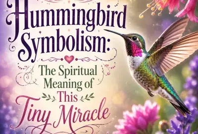 Hummingbird symbolism illustration showing a hummingbird as a spiritual symbol of joy, resilience, adaptability, hope, and appreciating life’s small moments.