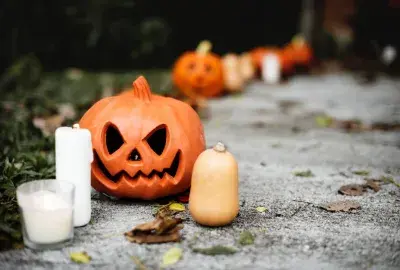 Halloween pumpkin and gourds