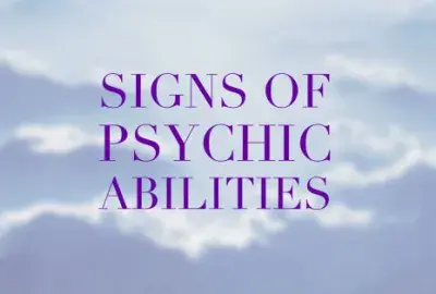 cloudy blue grey sky with text "signs of psychic abilities"