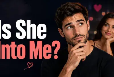 Thoughtful man wondering if a smiling woman is romantically interested in him.