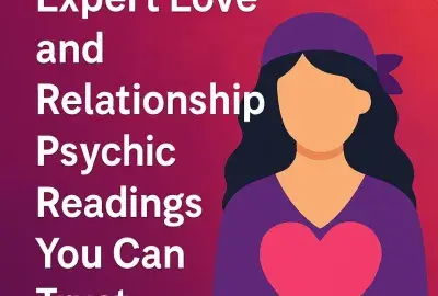 Love and relationship psychic readings graphic with text "expert love and relationship psychic readings you can trust"