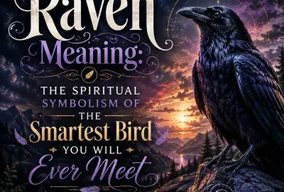 Raven spiritual meaning illustration showing a raven as a symbol of intelligence, intuition, transformation, mystery, and spiritual insight.