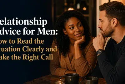 Man and woman looking at each other happily discussing their relationship in a cozy café.