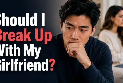 Thoughtful man questioning whether he should break up with his girlfriend.