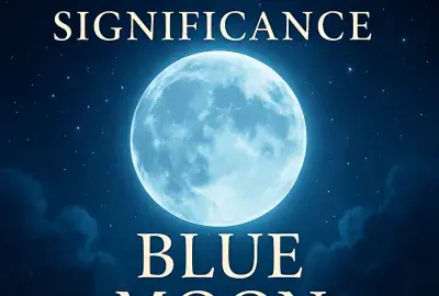 A rare Blue Moon glowing brightly in the night sky, symbolizing spiritual energy, renewal, and heightened intuition for psychic guidance.