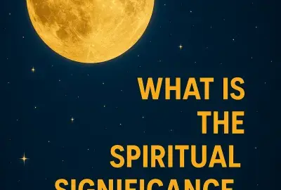 Golden full moon glowing against a deep starry night sky with bold text highlighting the spiritual significance of the Full Moon—an enchanting and mystical design perfect for a spiritual blog post