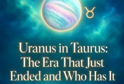 Uranus in Taurus with an aqua planet and Taurus symbol.