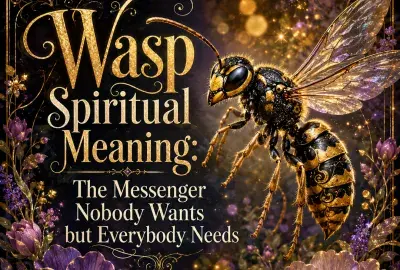 Wasp spiritual meaning illustration showing a wasp as a symbol of persistence, focus, boundaries, action, and important spiritual messages.