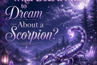 Violet glowing scorpion among moonlit crystals