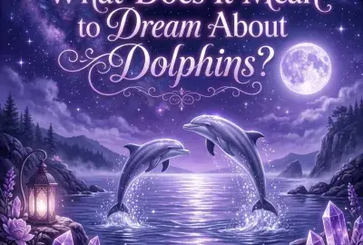 Two dolphins leaping in moonlit water