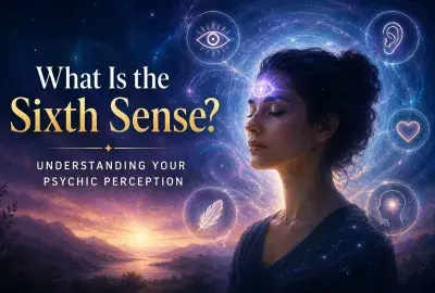 Woman with a glowing third eye representing the sixth sense and psychic perception.