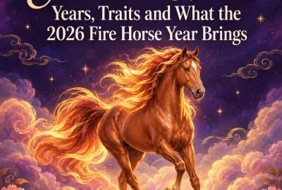 Fiery chestnut horse galloping through golden clouds