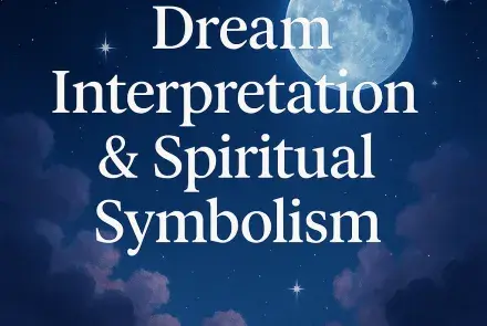 Moonlit sky with violet tones, feathers, and stars symbolizing dream interpretation, spiritual symbolism, and psychic meaning.