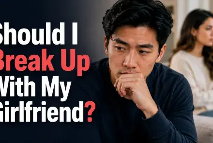 Thoughtful man questioning whether he should break up with his girlfriend.