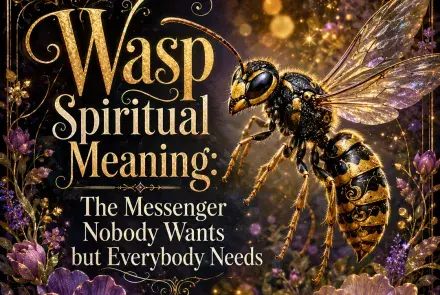 Wasp spiritual meaning illustration showing a wasp as a symbol of persistence, focus, boundaries, action, and important spiritual messages.