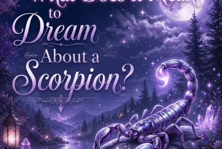 Violet glowing scorpion among moonlit crystals