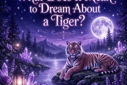 Calm tiger resting by a moonlit violet river