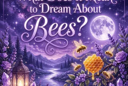 Golden honeybees around lavender and honeycomb